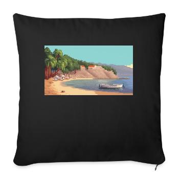 Zlatni Rat, Croatie - Pixel Art - Housse de coussin décorative 45 x 45 cm - noir - Devant