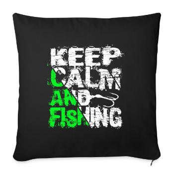 Gardez Calme Et Pêcheur Pêcheur Dictons De Pêcheur - Housse de coussin décorative 45 x 45 cm - noir - Devant