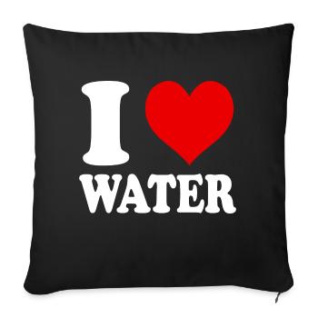 J’aime l’eau coeur drôle spirituel - Housse de coussin décorative 45 x 45 cm - noir - Devant