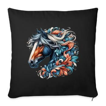 Cheval - Housse de coussin décorative 45 x 45 cm - noir - Devant