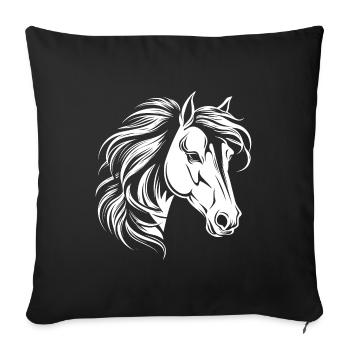 Portrait de cheval - Housse de coussin décorative 45 x 45 cm - noir - Devant