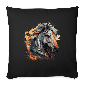 Portrait de cheval - Housse de coussin décorative 45 x 45 cm - noir - Devant