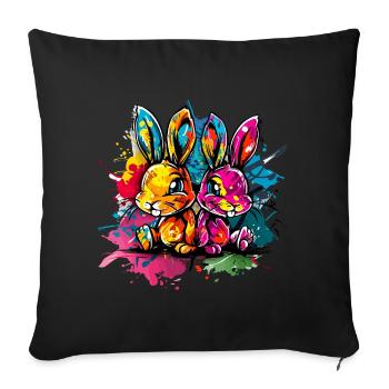 Two bunnies in colorful graffiti style - Sofa pillowcase 17,3'' x 17,3'' (45 x 45 cm) - black - Front