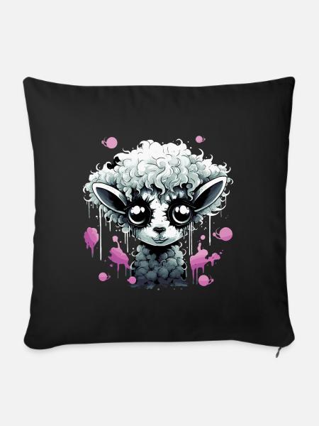 Lustiges Grufti Schaf - Sofakissenbezug 45 x 45 cm - Schwarz