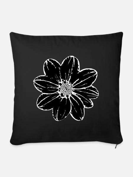 Blume schwarz Blumen schwarz Blüte - Sofakissenbezug 45 x 45 cm - Schwarz