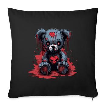 Ours en peluche mignon et effrayant - Housse de coussin décorative 45 x 45 cm - noir - Devant