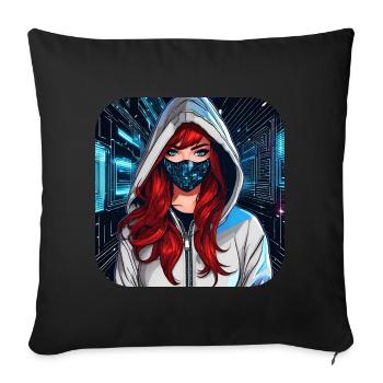 Cooles Cyberpunk Girl V - Sofakissenbezug 45 x 45 cm - Schwarz - Vorne