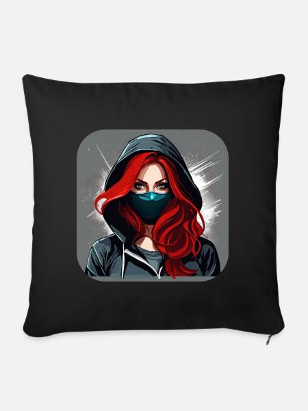 Cooles Cyberpunk Girl VI - Sofakissenbezug 45 x 45 cm - Schwarz