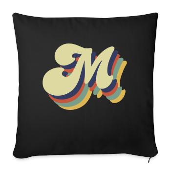 Lettre m rétro - Housse de coussin décorative 45 x 45 cm - noir - Devant