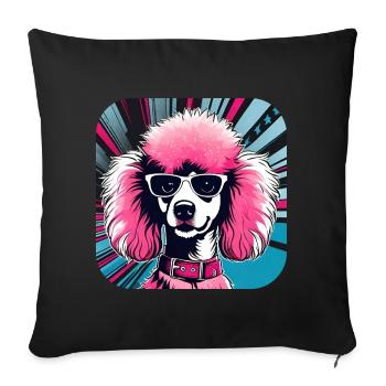 Cute Pink Pop Art Poodle - Sofa pillowcase 17,3'' x 17,3'' (45 x 45 cm) - black - Front