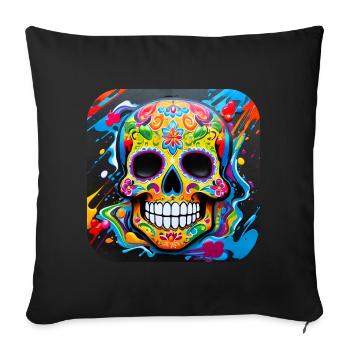 Dia de los Muertos Skull - Sofa pillowcase 17,3'' x 17,3'' (45 x 45 cm) - black - Front