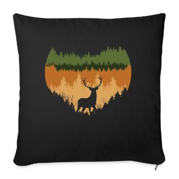 Forêt profonde et chevreuils - Housse de coussin décorative 45 x 45 cm - noir - Devant