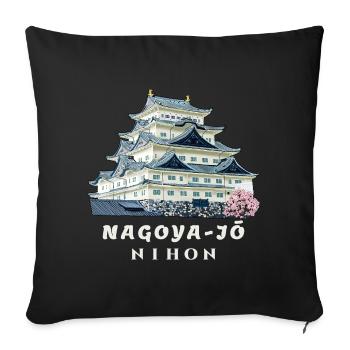 Nagoya Castle, Beautiful Places in Japan Drawing - Sofa pillowcase 17,3'' x 17,3'' (45 x 45 cm) - black - Front