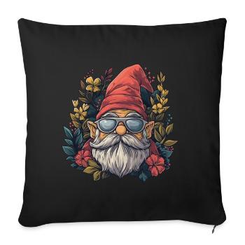 Funny garden gnome with sunglasses - Sofa pillowcase 17,3'' x 17,3'' (45 x 45 cm) - black - Front
