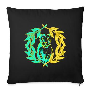 Leopard Tiger Katze Lorbeerkranz - Sofakissenbezug 45 x 45 cm - Schwarz - Vorne