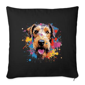 Wirehaired Fox Terrier - Sofa pillowcase 17,3'' x 17,3'' (45 x 45 cm) - black - Front
