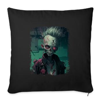 Alien Zombie Punk - Housse de coussin décorative 45 x 45 cm - noir - Devant