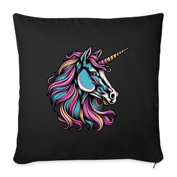 Colorful Unicorn - Sofa pillowcase 17,3'' x 17,3'' (45 x 45 cm) - black - Front