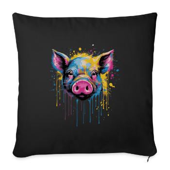 Funny Piglet - Sofa pillowcase 17,3'' x 17,3'' (45 x 45 cm) - black - Front