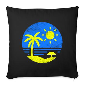 Vintage Beach Blue Yellow - Sofa pillowcase 17,3'' x 17,3'' (45 x 45 cm) - black - Front