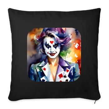 Cool Harlequin Poker Gothic Girl - Sofa pillowcase 17,3'' x 17,3'' (45 x 45 cm) - black - Front