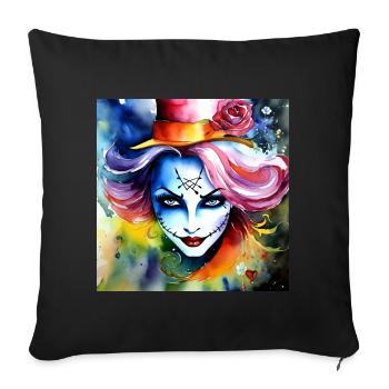 Cool Harlequin Poker Gothic Girl - Sofa pillowcase 17,3'' x 17,3'' (45 x 45 cm) - black - Front
