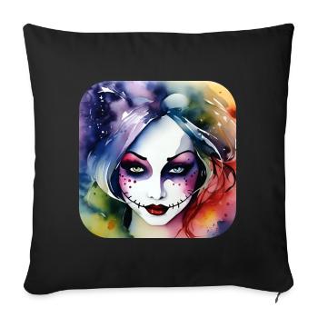 Cooles Harlequin Gothic Mädchen - Sofakissenbezug 45 x 45 cm - Schwarz - Vorne