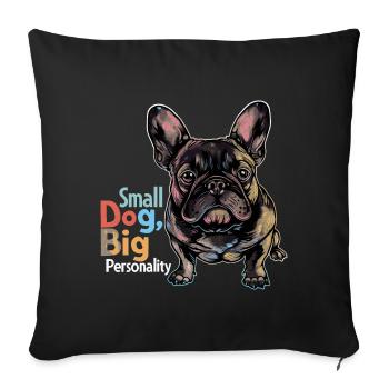 Cute french bulldog - Sofa pillowcase 17,3'' x 17,3'' (45 x 45 cm) - black - Front