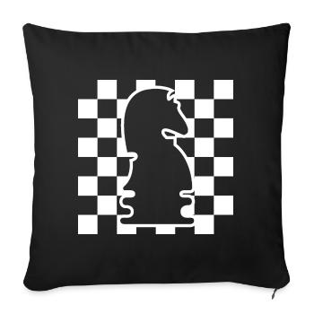 Chess Horse Checkerboard Pattern Symbol Graphic Logo - Sofa pillowcase 17,3'' x 17,3'' (45 x 45 cm) - black - Front
