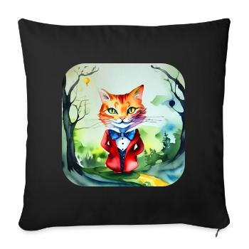 Chat fou mignon - Housse de coussin décorative 45 x 45 cm - noir - Devant