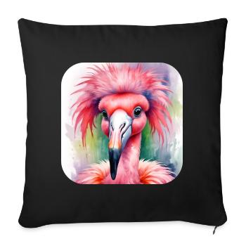 Cool Pink Punk Flamingo - Sofa pillowcase 17,3'' x 17,3'' (45 x 45 cm) - black - Front