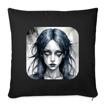 Fille punk gothique cool - Housse de coussin décorative 45 x 45 cm - noir - Devant