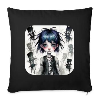 Fille punk gothique cool - Housse de coussin décorative 45 x 45 cm - noir - Devant
