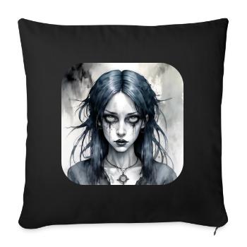 Fille punk gothique cool - Housse de coussin décorative 45 x 45 cm - noir - Devant