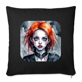 Cool gothic punk girl with red hair - Sofa pillowcase 17,3'' x 17,3'' (45 x 45 cm) - black - Front