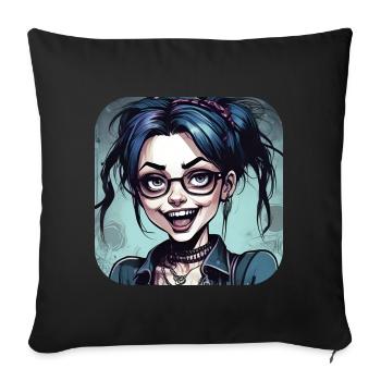 Fille punk gothique cool - Housse de coussin décorative 45 x 45 cm - noir - Devant