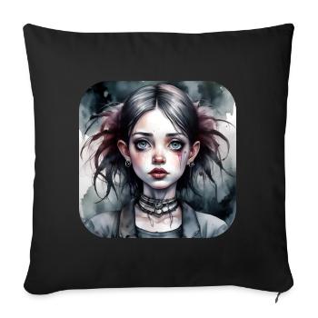Fille punk gothique cool - Housse de coussin décorative 45 x 45 cm - noir - Devant