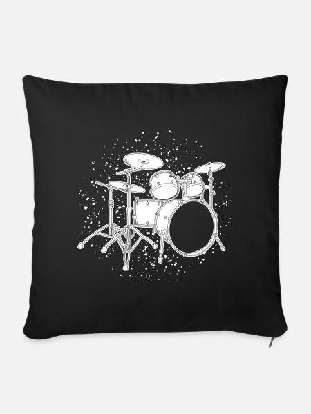 Drumkit Zeichnung - Pudebetræk 45 x 45 cm - sort