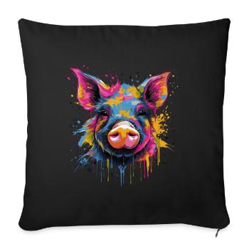 Funny Piglet - Sofa pillowcase 17,3'' x 17,3'' (45 x 45 cm) - black - Front