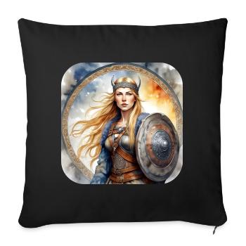 Coole stolze Wikingerin Germanin Schildmaid - Sofakissenbezug 45 x 45 cm - Schwarz - Vorne
