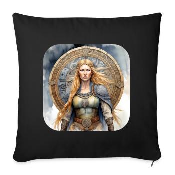 Stolze Wikingerin Germanin Schildmaid - Sofakissenbezug 45 x 45 cm - Schwarz - Vorne