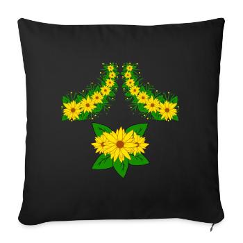 Sunflower Flower Vine Blossom Floral Pattern Yellow - Sofa pillowcase 17,3'' x 17,3'' (45 x 45 cm) - black - Front