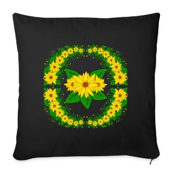 yellow sunflower floral tendril blossom floral pattern - Sofa pillowcase 17,3'' x 17,3'' (45 x 45 cm) - black - Front