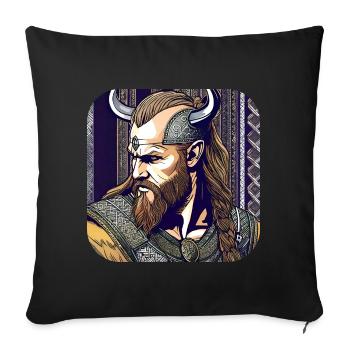Fier guerrier viking germanique - Housse de coussin décorative 45 x 45 cm - noir - Devant