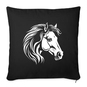 Portrait de cheval - Housse de coussin décorative 45 x 45 cm - noir - Devant