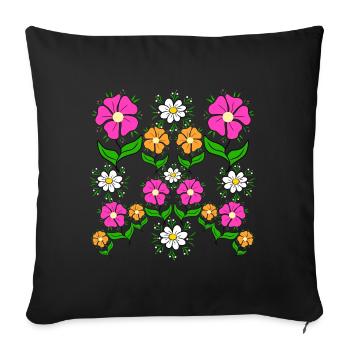 Flower meadow flower tendril colorful floral pattern flower - Sofa pillowcase 17,3'' x 17,3'' (45 x 45 cm) - black - Front