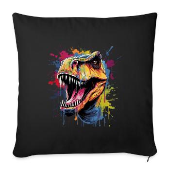 Dinosaure T-Rex - Housse de coussin décorative 45 x 45 cm - noir - Devant