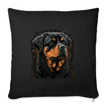 Chien Rottweiler - Housse de coussin décorative 45 x 45 cm - noir - Devant