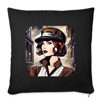 Geheimnisvollers Girl im Viktorianischen Style - Sofakissenbezug 45 x 45 cm - Schwarz - Vorne