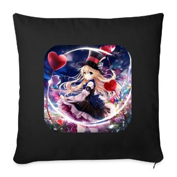 Cool girl with heart - Sofa pillowcase 17,3'' x 17,3'' (45 x 45 cm) - black - Front